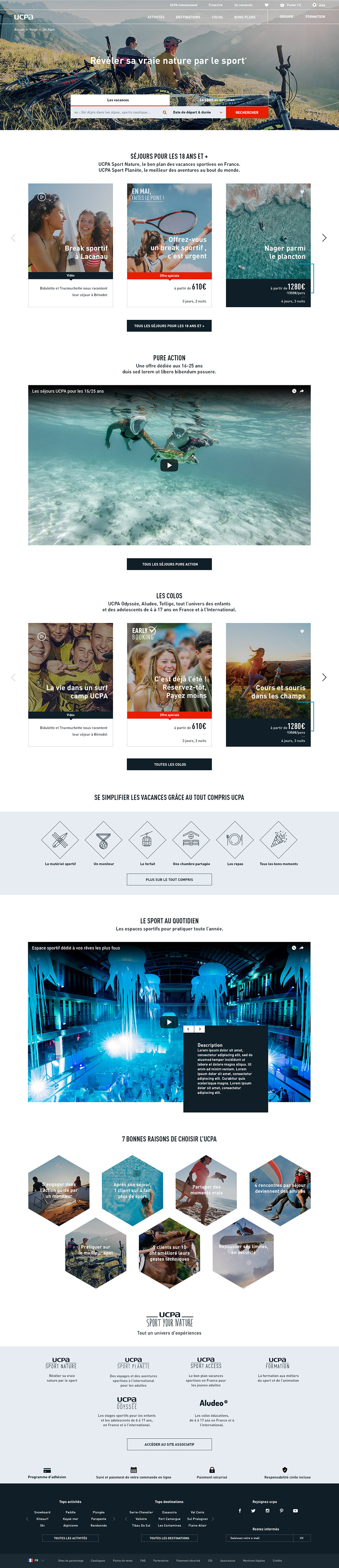 UCPA Site e-commerce homepage adultes